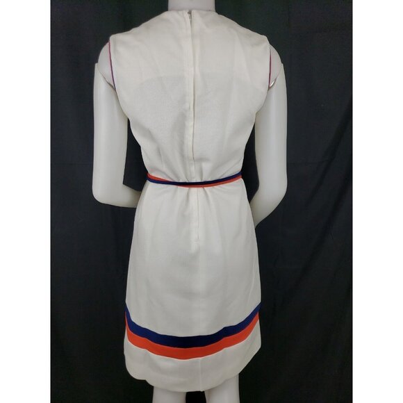 60s Belted Knit Dress Sz 10 Sleeveless Hob Nobber Stewardess Vintage Mod Sheath - Picture 5 of 11